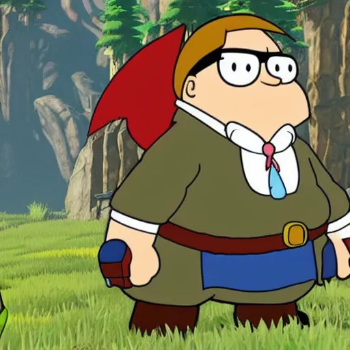 Prompt: Peter Griffin in The Legend of Zelda Breath of the Wild
