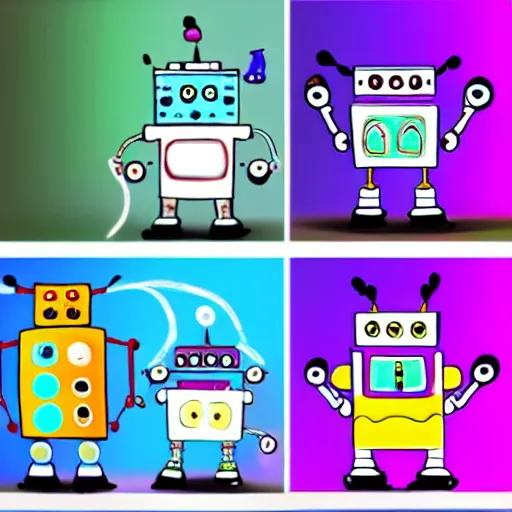 Image similar to cute robots partying