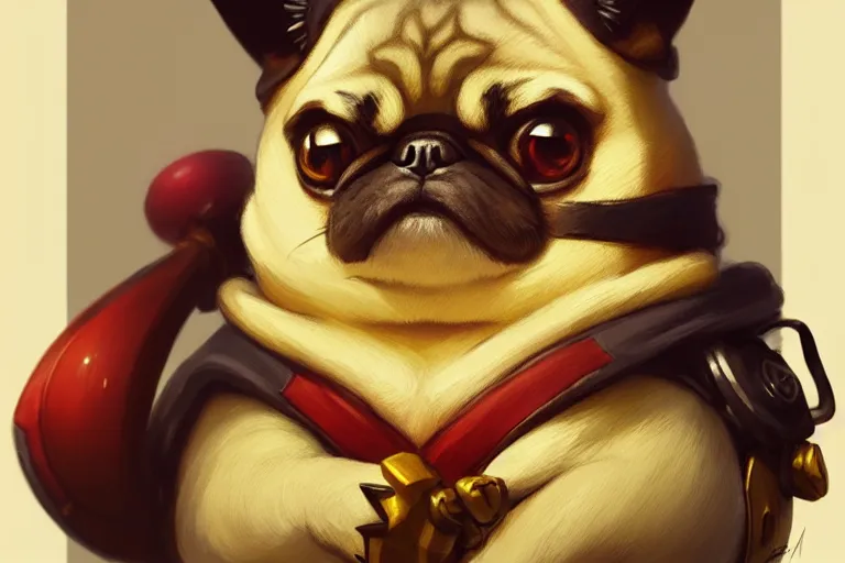 Image similar to photography of pikachu pug, deep focus, d & d, intricate, elegant, highly detailed, digital painting, artstation, concept art, matte, sharp focus, illustration, hearthstone, art by artgerm and greg rutkowski and alphonse mucha