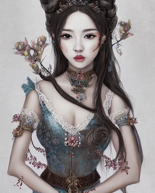 Image similar to a beautiful female fantasy portrait by bearbrickjia