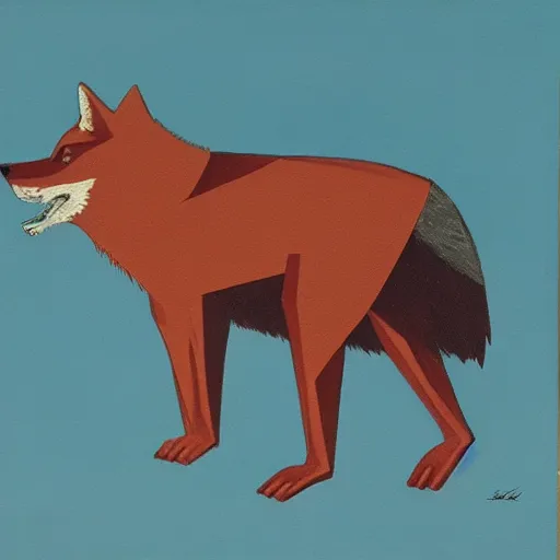 Image similar to communist wolf, soviet propaganda painting