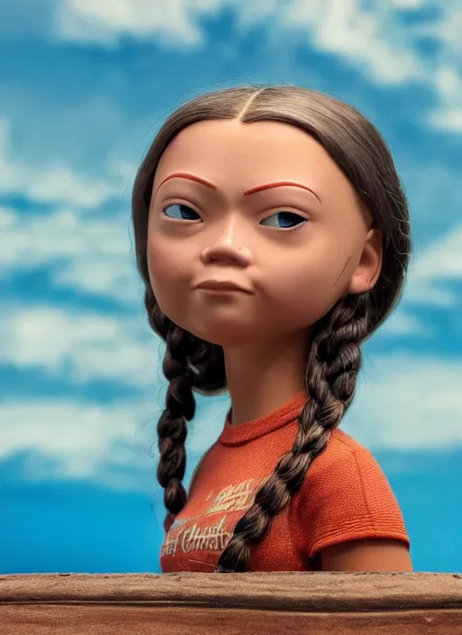 Image similar to closeup face profile portrait of tin toy greta thunberg wearing a bikini, depth of field, zeiss lens, detailed, symmetrical, centered, fashion photoshoot, by nicoletta ceccoli, mark ryden, lostfish, breathtaking, 8 k resolution, extremely detailed, beautiful, establishing shot, artistic, hyperrealistic, octane render