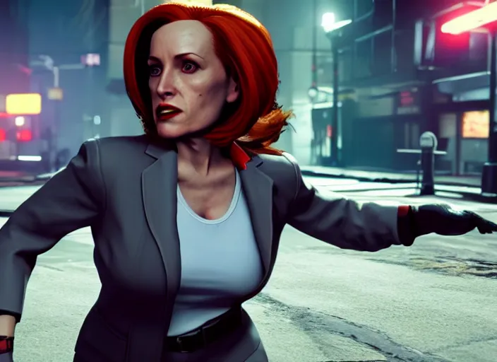 Image similar to dana scully in stret fighter v ( 2 0 1 7 ), dynamic pose, official media, ps 4 in - game cinematic, 5 k