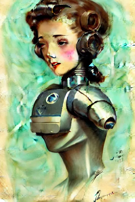 Image similar to ( ( ( ( ( 1 9 5 0 s retro future robot android wife. muted colors. ) ) ) ) ) by jean - baptiste monge!!!!!!!!!!!!!!!!!!!!!!!!!!!!!!