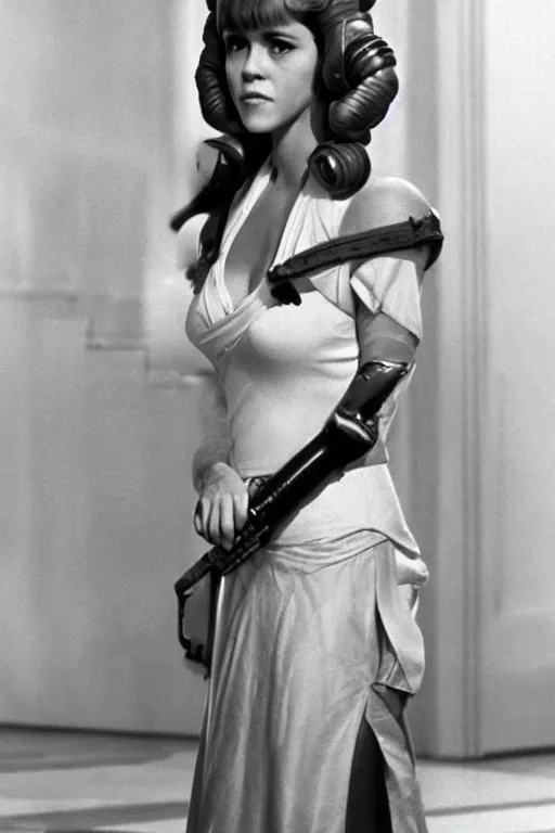 Image similar to young jane fonda as princess leia