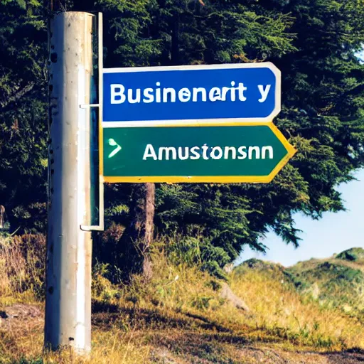 Prompt: Road sign with Business analyst on it