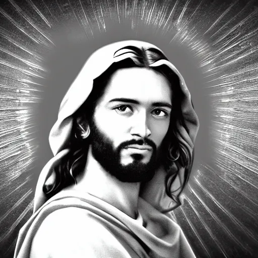 Prompt: Medium shot photograph of Jesus as a rapper, 4k, ultra HD
