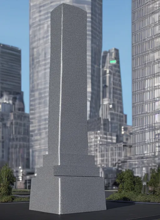 Prompt: highly detailed architecture render of a futuristic metallic monument stele standing in city, archdaily, made in unreal engine 4