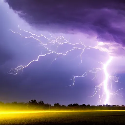 Image similar to futuristic flying car emerging from a circle of lightning in the sky, thunderstorm at night, 28mm dramatic photo