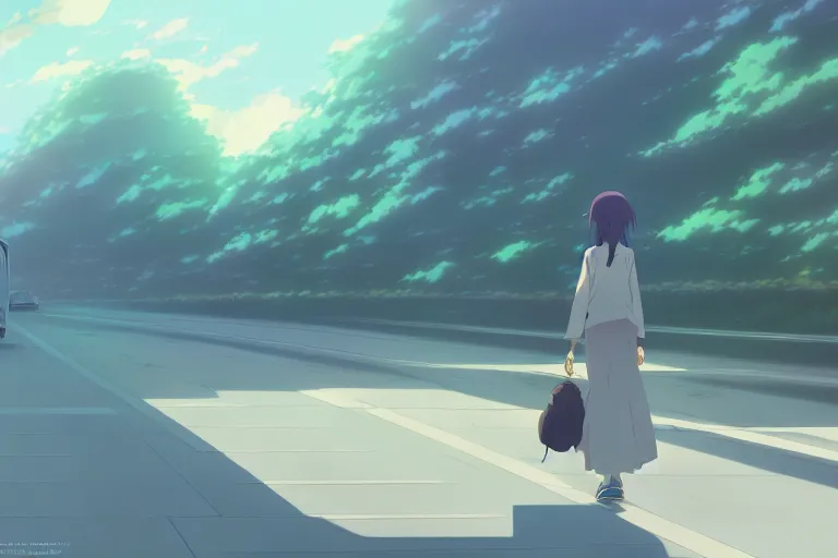 Image similar to journey of an abandoned woman, an anime drawing by makoto shinkai, cgsociety, postminimalism, anime aesthetic, anime, official art