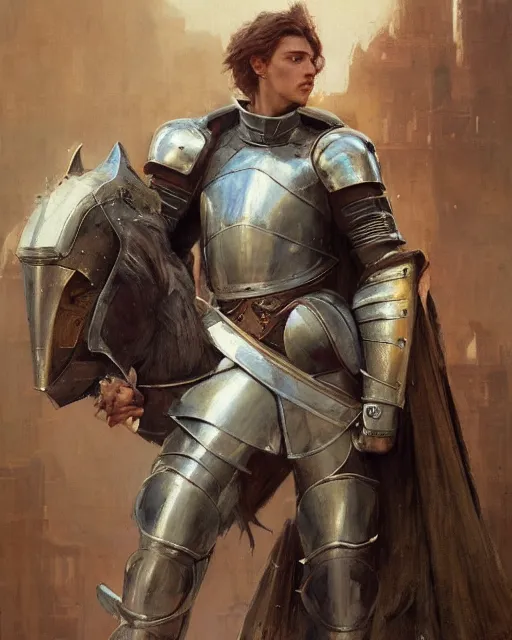 Image similar to a strong and handsome knight, oil painting, by Edgar Maxence and Ross Tran and Michael Whelan and greg rutkowski