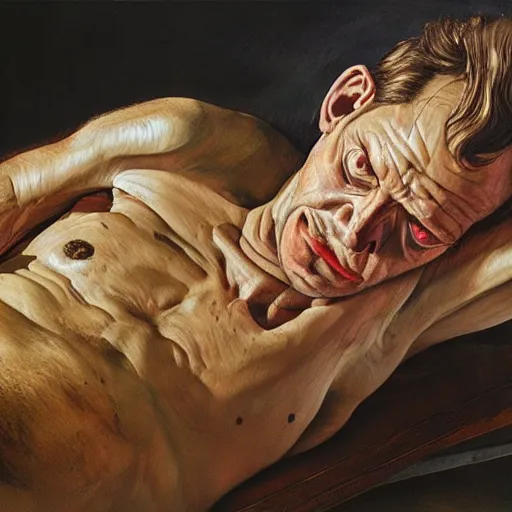 Image similar to high quality high detail painting by lucian freud, hd, satan, photorealistic lighting