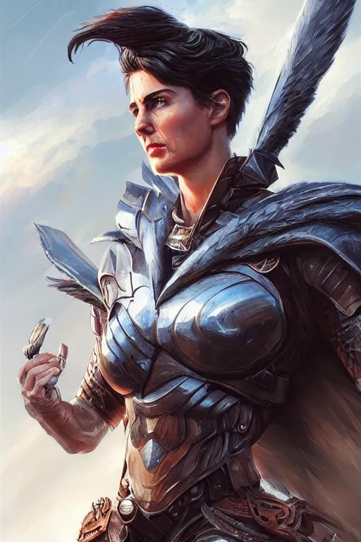 Image similar to tom cruise is amazon valkyrie athena, d & d, fantasy, portrait, highly detailed, headshot, digital painting, trending on artstation, concept art, sharp focus, illustration, art by artgerm and greg rutkowski and magali villeneuve