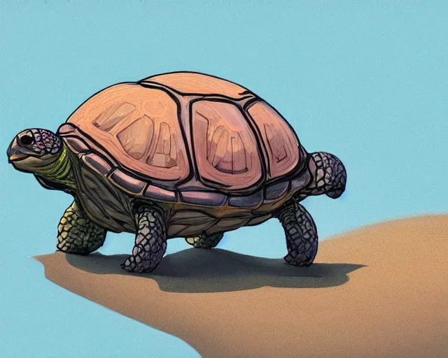 Image similar to a study of cell shaded cartoon turtle with a video camera for a head and 6 legs, on a desert road, illustration, wide shot, subtle colors, post grunge, concept art by josan gonzales and wlop, by james jean, victo ngai, highly detailed, sharp focus, trending on artstation, hq, deviantart, art by artgem