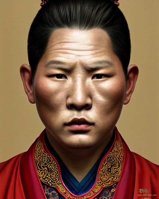 Image similar to portrait of corey taylor, upper half portrait, decorated with chinese opera motifs, asian, bian lian, traditional chinese art, intricate, elegant, highly detailed, symmetry, digital painting, artstation, concept art, smooth, sharp focus, illustration, art by artgerm and greg rutkowski and alphonse mucha, 8 k