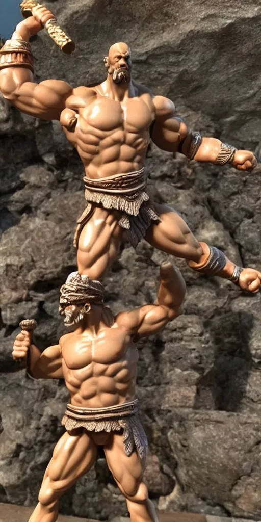 Image similar to 3D figure of Hercules fighting Kratos