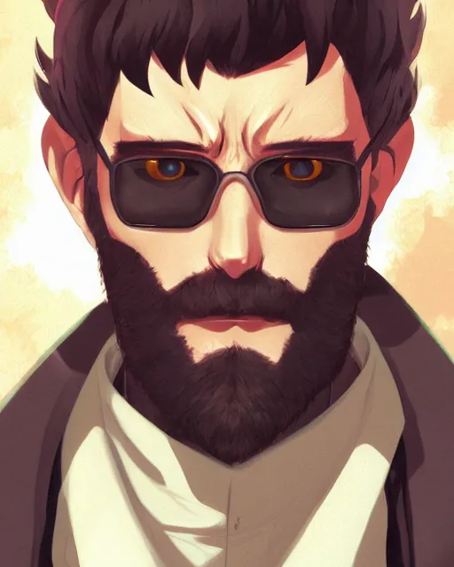 Prompt: a close up portrait of gendo ikari from nge, digital art by ross tran, highly detailed, trending on artstationhq