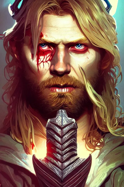 Prompt: a portrait of zombie thor, fantasy, sharp focus, intricate, elegant, digital painting, artstation, matte, highly detailed, concept art, illustration, ambient lighting, art by ilya kuvshinov, artgerm, alphonse mucha, and greg rutkowski