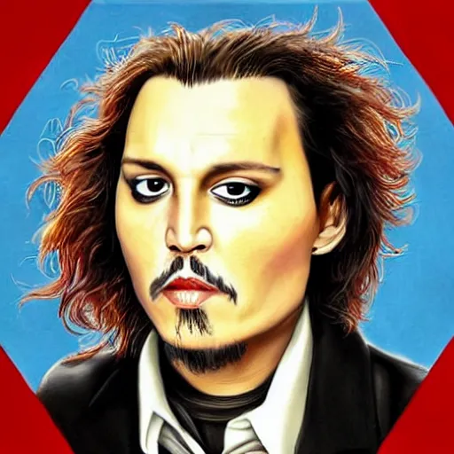 Prompt: portrait of johnny depp mixed with weird al yankovic