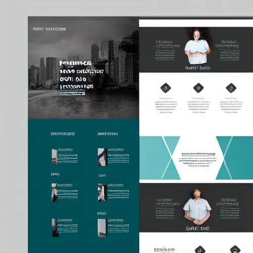 Image similar to contemporary landing page design for a freelance designer, teal and black colour palette, template layout, graphic design