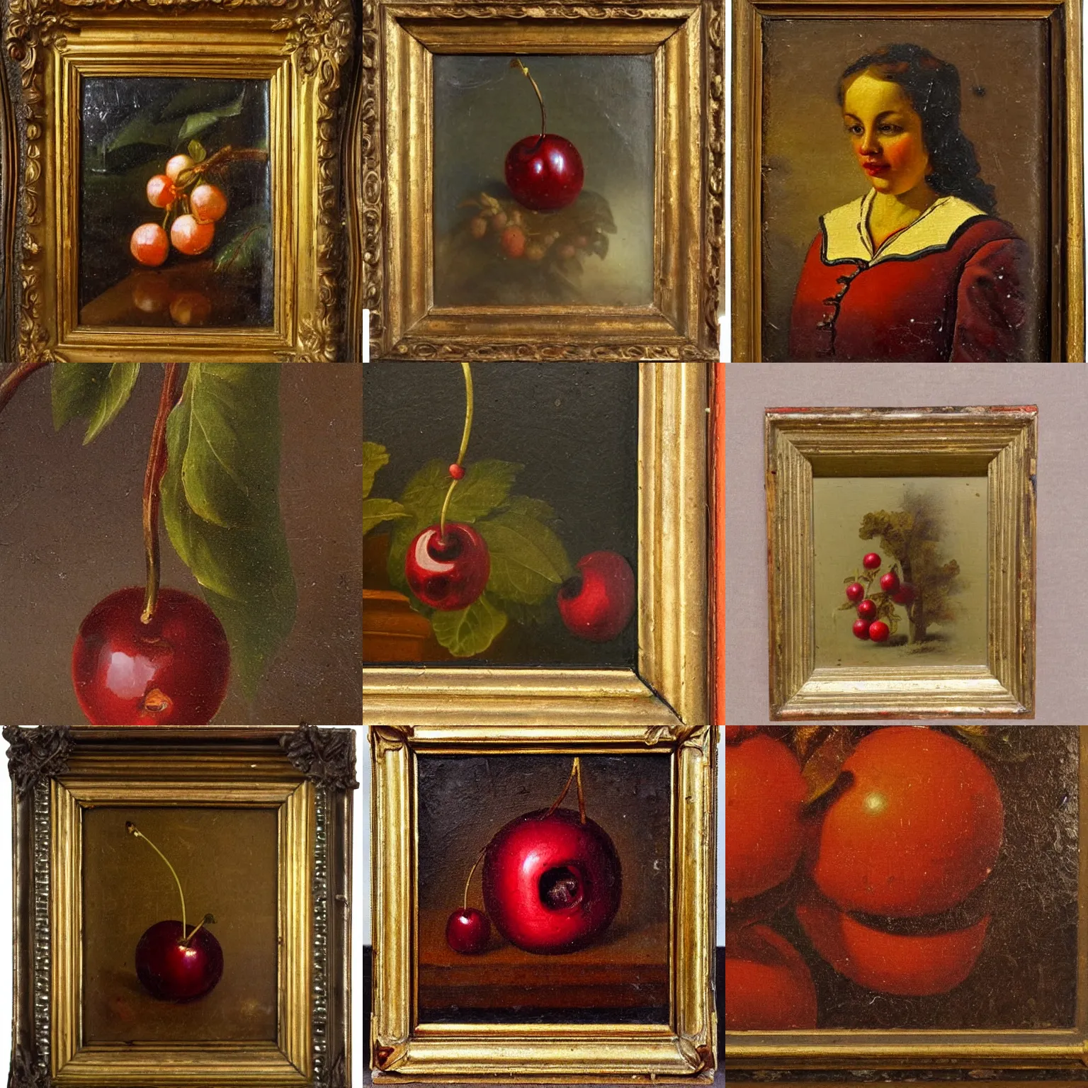 Prompt: xix century classical academical oil paintintg, a fragment with a close - up cherry. flemish baroque, russian neoclassicism, romanticism, rococo, academism.