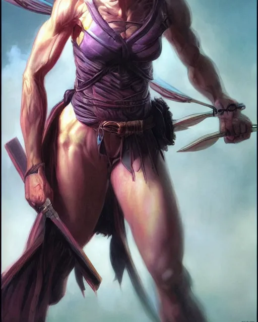 Image similar to a portrait of a fit female warrior by Ross Tran and Thomas Cole and Wayne Barlowe