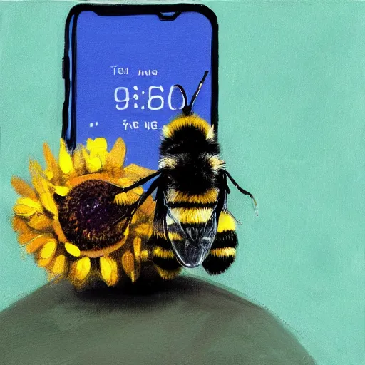 Image similar to A phone callinging a bumblebee