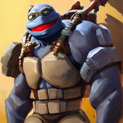 Image similar to greg manchess portrait painting of armored teenage mutant ninja turtles as overwatch character, medium shot, asymmetrical, profile picture, organic painting, sunny day, matte painting, bold shapes, hard edges, street art, trending on artstation, by huang guangjian and gil elvgren and sachin teng