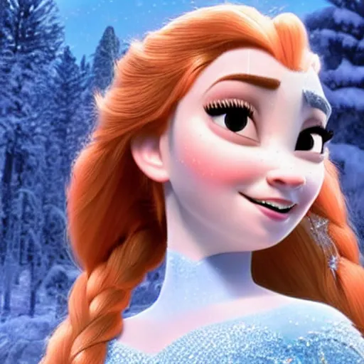 Image similar to bad bhabie as elsa in live action disney frozen, 8k resolution, full HD, cinematic lighting, award winning, anatomically correct