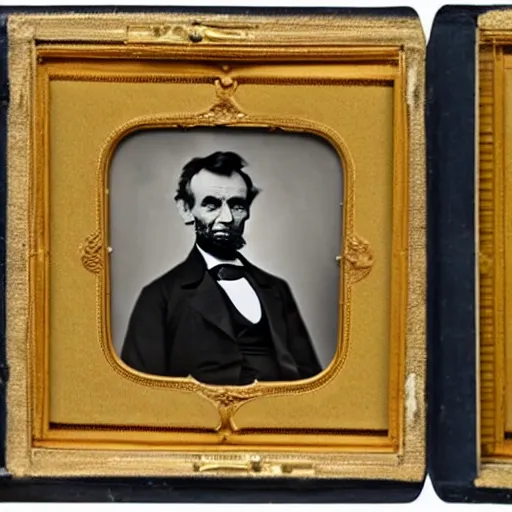 Prompt: high quality daguerreotype of abraham lincoln watching a wide-screen television in the oval office