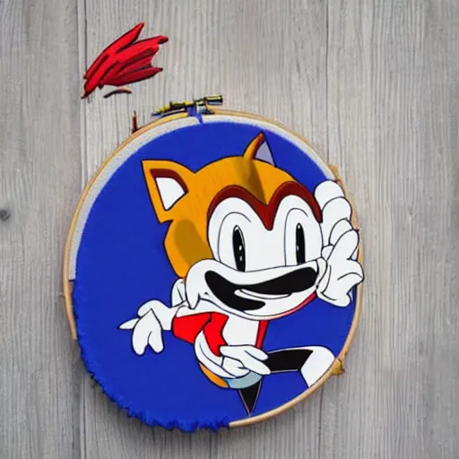 Image similar to a backpack embroidery obama sonic the hedgehog super Mario