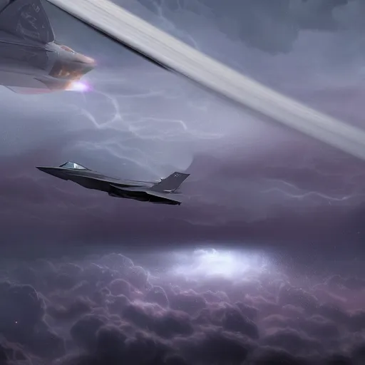 Image similar to f 3 5 jets in the storm clouds of jupiter, by cedric peyravernay, highly detailed, excellent composition, cinematic concept art, dramatic lighting, trending on artstation