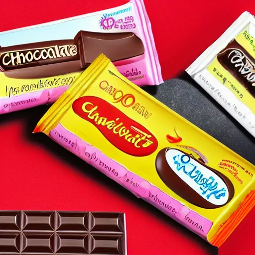 Prompt: chocolate candy bar packaging, 8 0 s style, very appealing, marketing photo