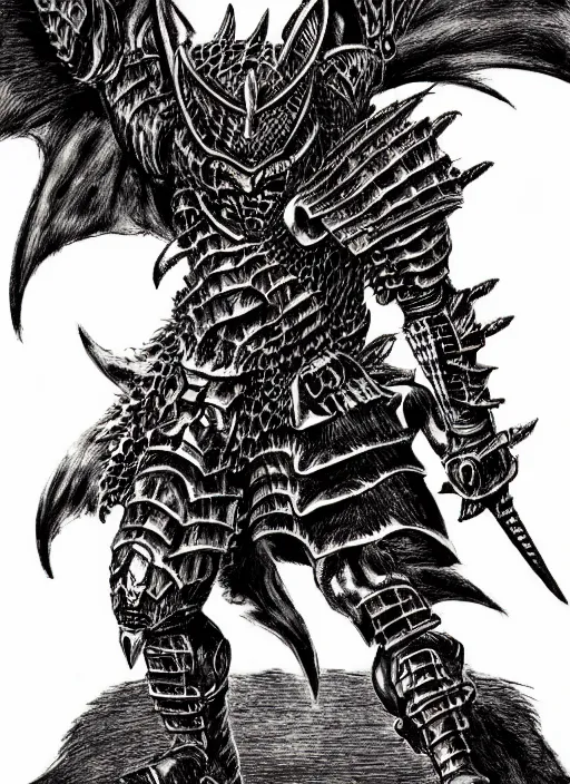 Image similar to demon wolf armored knight by kentaro miura