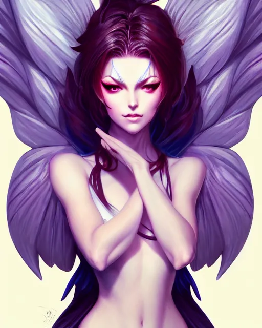 Prompt: 3 / 4 view of woman with wings, confident pose, pixie character, video game genshin impact, cell shaded anime intricate, elegant, sharp focus, illustration, highly detailed, concept art, matte, magali villeneuve, artgerm, anime, trending on artstation