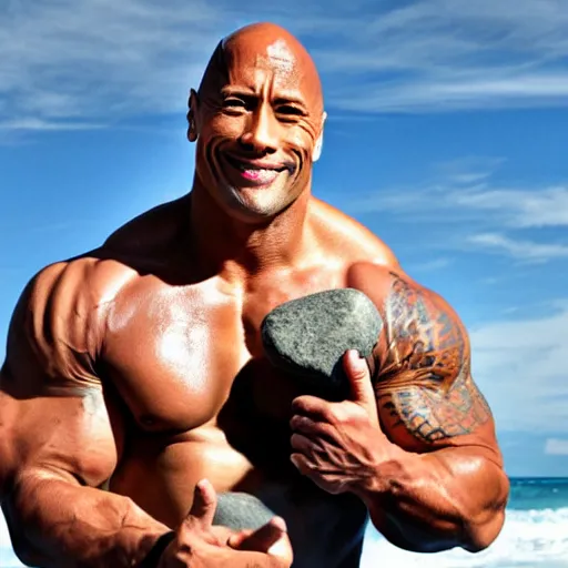 Image similar to dwayne johnson holding a rock