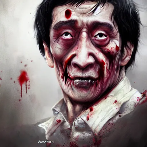 Prompt: a zombie Jackie Chan by WLOP, dark fantasy, trending on artstation