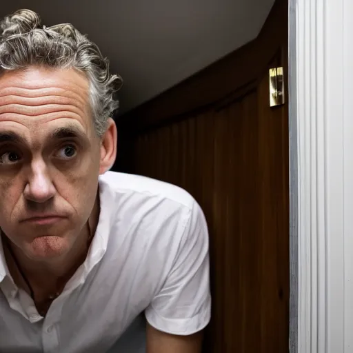 Image similar to jordan peterson hiding inside a toilet