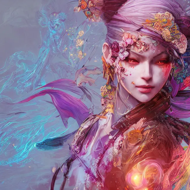 Prompt: the portrait of chaotic neutral colorful female ninja assassin as absurdly beautiful, gorgeous, elegant, playful, young woman, an ultrafine hyperdetailed illustration by kim jung gi, irakli nadar, intricate linework, bright colors, octopath traveler, final fantasy, unreal engine 5 highly rendered, global illumination, radiant light, detailed and intricate environment