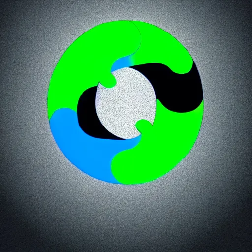 Prompt: Text Yin-Yang written around a green and blue yin-yang logo