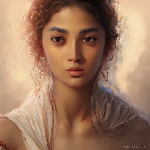 Image similar to a beautiful portrait painting of life in north africa, masterpiece by famous artist nasreddine dinet and ross tran and eugene de blaas, artstation