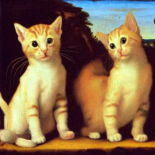 Image similar to Renaissance painting portrait of kittens