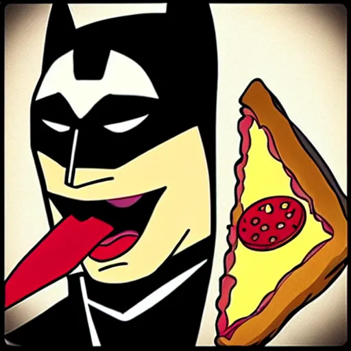 Image similar to batman caught eating a pizza,photorealistic,trending on instagram,detailed face