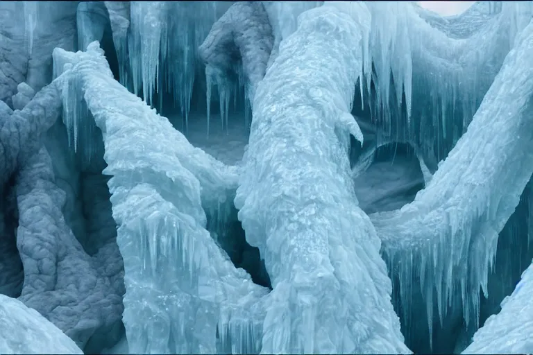 Prompt: vfx movie scene writhing ice leviathan closeup by emmanuel lubezki