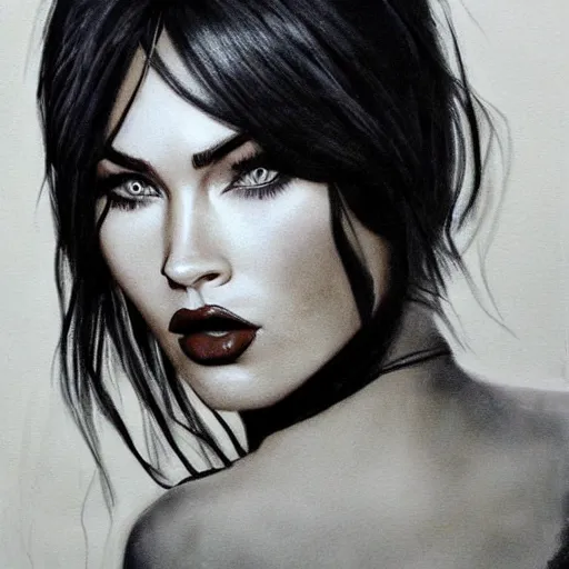 Image similar to charcoal painting of megan fox | horror