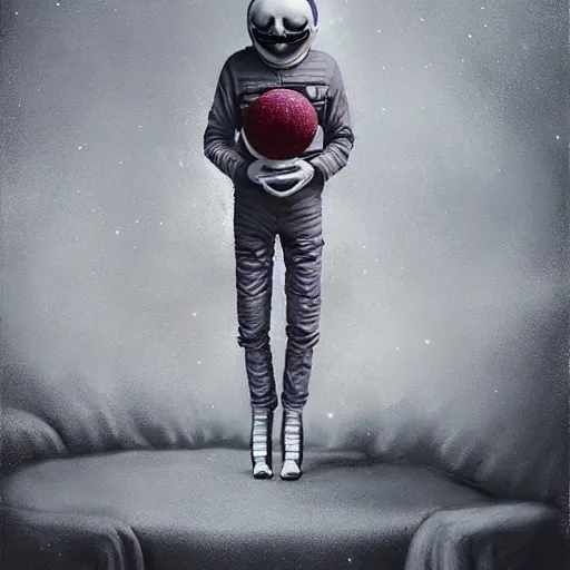 Image similar to michal karcz surrealism grunge Pastel drawing of the end of an astronaut happy in the galaxy. , in the style of jack skellington, in the style of a clown, loony toons style, horror theme, detailed, elegant, intricate, 4k, Renaissance painting