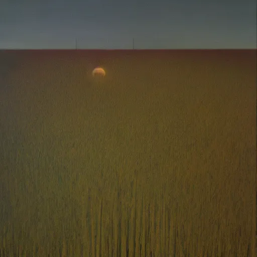 Image similar to blighted fields by Zdzisław Beksiński, oil on canvas