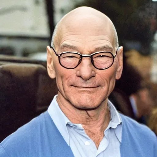 Image similar to patrick stewart with a sick mullet