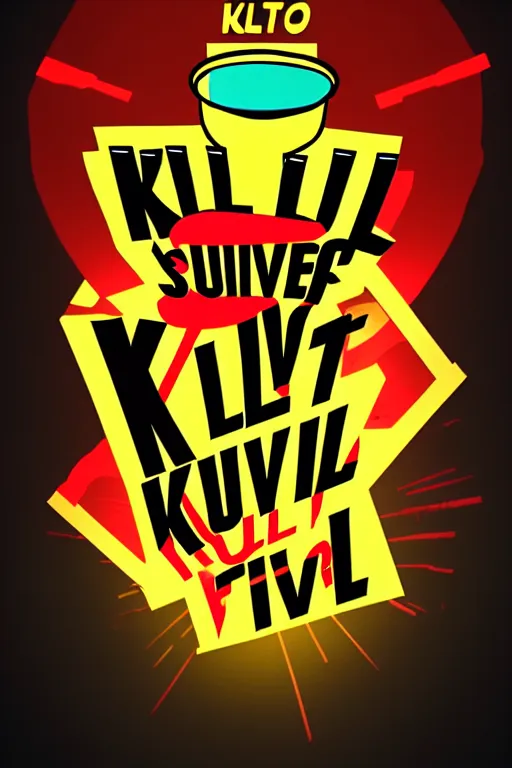 Image similar to kill to survive, shoot to kill logo. pop art, no duplicate image, glowing lights, highly detailed, digital painting, artstation, concept art, smooth, sharp focus, illustration, details type, art by richard hamilton and mimmo rottela