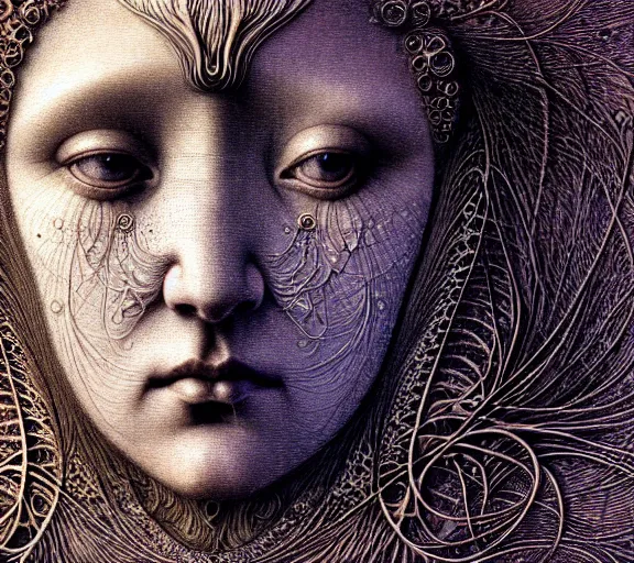 Image similar to detailed realistic beautiful moon goddess face portrait by jean delville, gustave dore, iris van herpen and marco mazzoni, art forms of nature by ernst haeckel, art nouveau, symbolist, visionary, gothic, neo - gothic, pre - raphaelite, fractal lace, intricate alien botanicals, ai biodiversity, surreality, hyperdetailed ultrasharp octane render